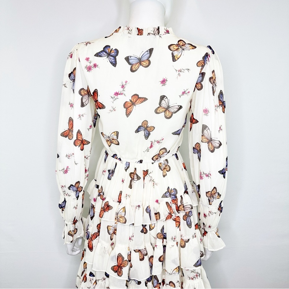 Jessakae Ivory Butterfly Ruffle Dress Size XS Long Sleeve Playful Party Girly - Picture 6 of 9